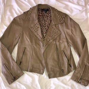 Tan, gold studded blazer